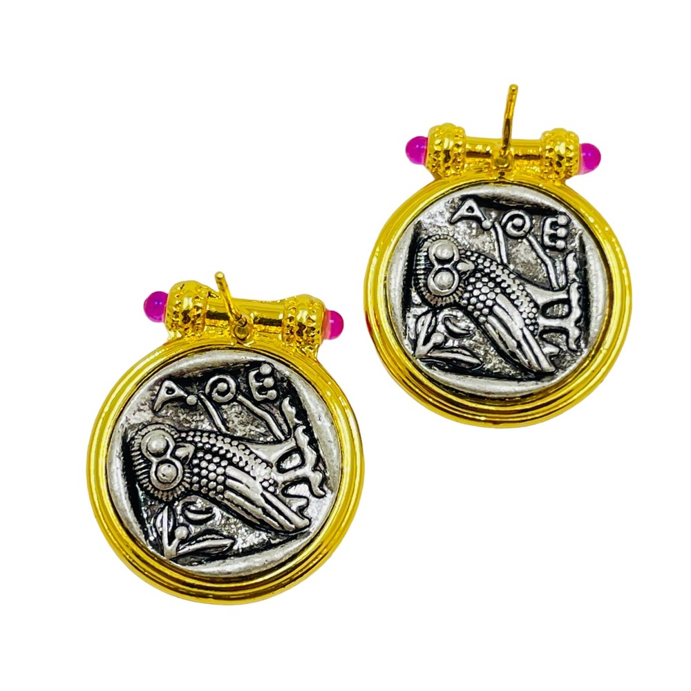 NEW vintage runway style glass gold plated earrings